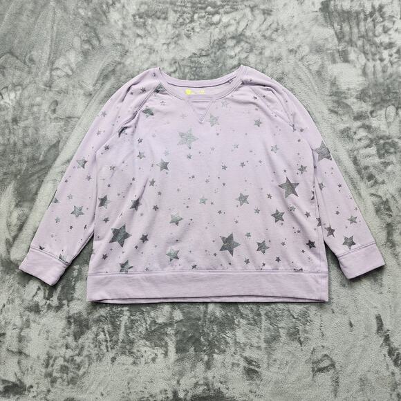 Xersion Tops - Xersion Sweatshirt Womens XXL Purple Silver Metallic Foil Star Pullover Casual